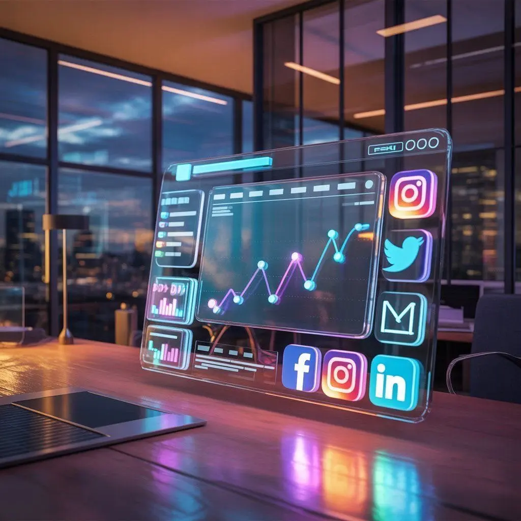 Social media marketing dashboard representing a freelance digital marketer in Thrissur and digital marketing strategist managing online campaigns and business growth.